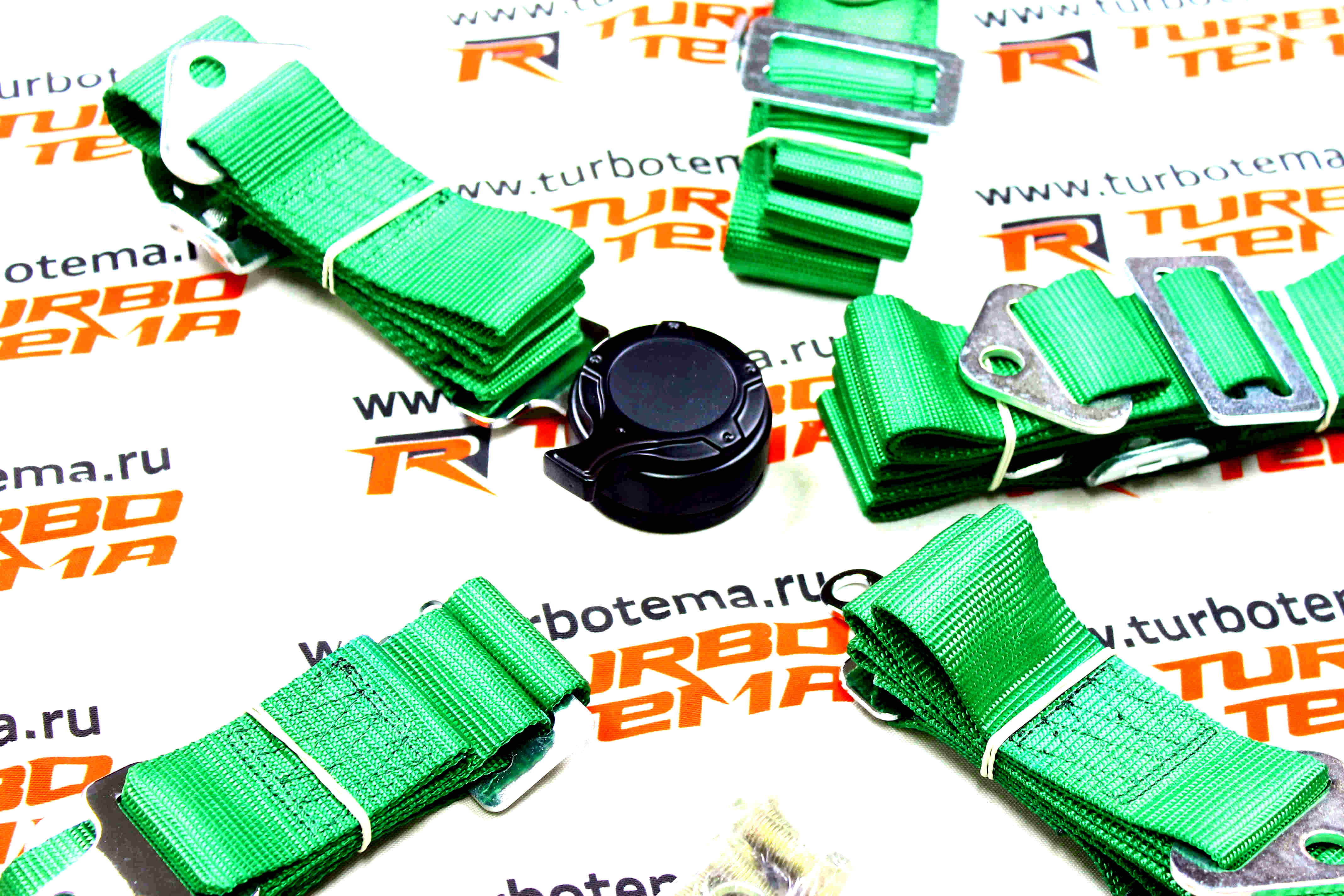 Ремни безопасности "TURBOTEMA" 5-ти точечные, 2" ширина, быстросъемные (зеленые) JBR4001-5. Фото �3