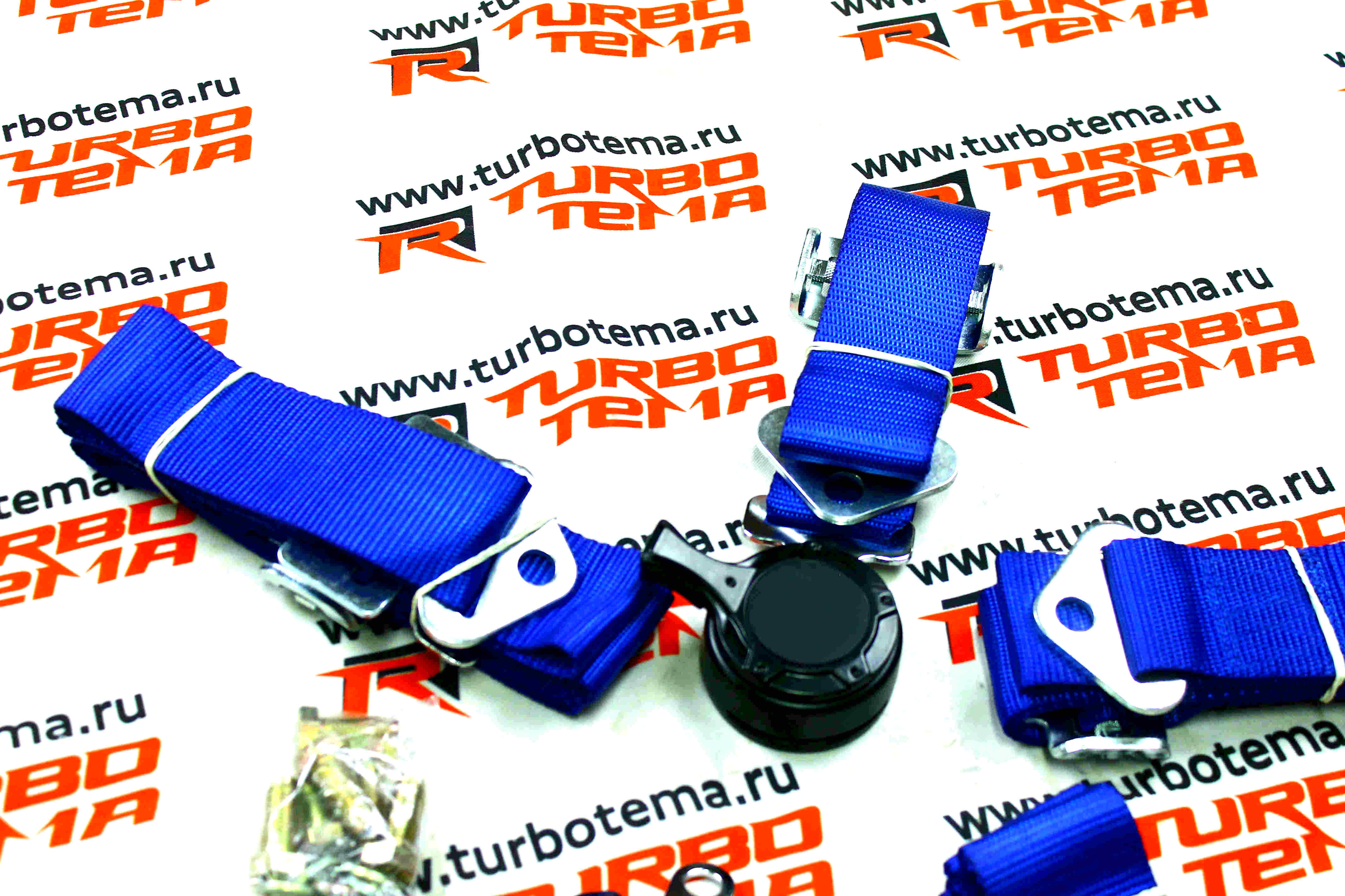 Ремни безопасности "TURBOTEMA" 6-х точечные, 2" ширина, быстросъемные (синие) JBR4001-6. Фото �3