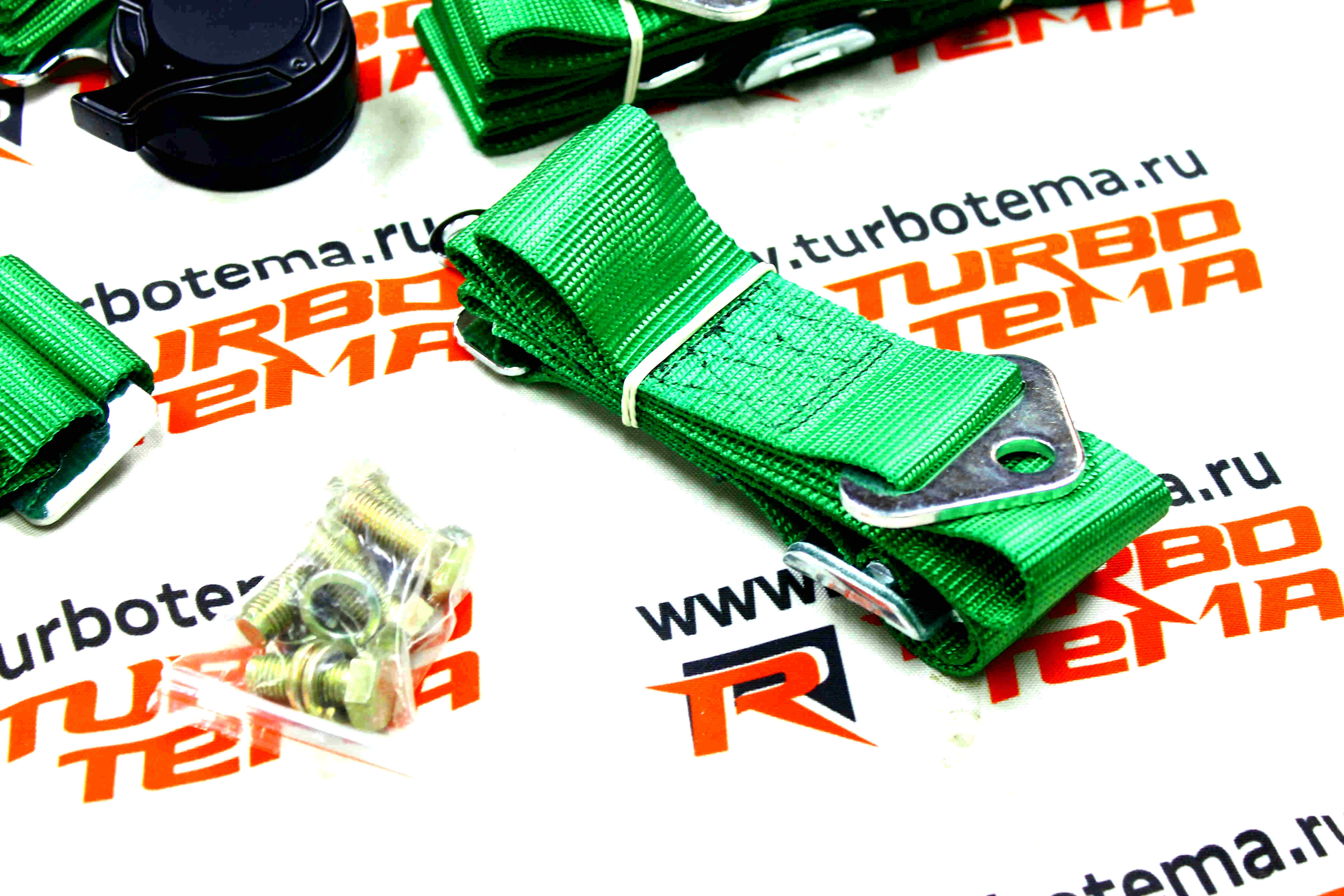 Ремни безопасности "TURBOTEMA" 5-ти точечные, 2" ширина, быстросъемные (зеленые) JBR4001-5. Фото �5