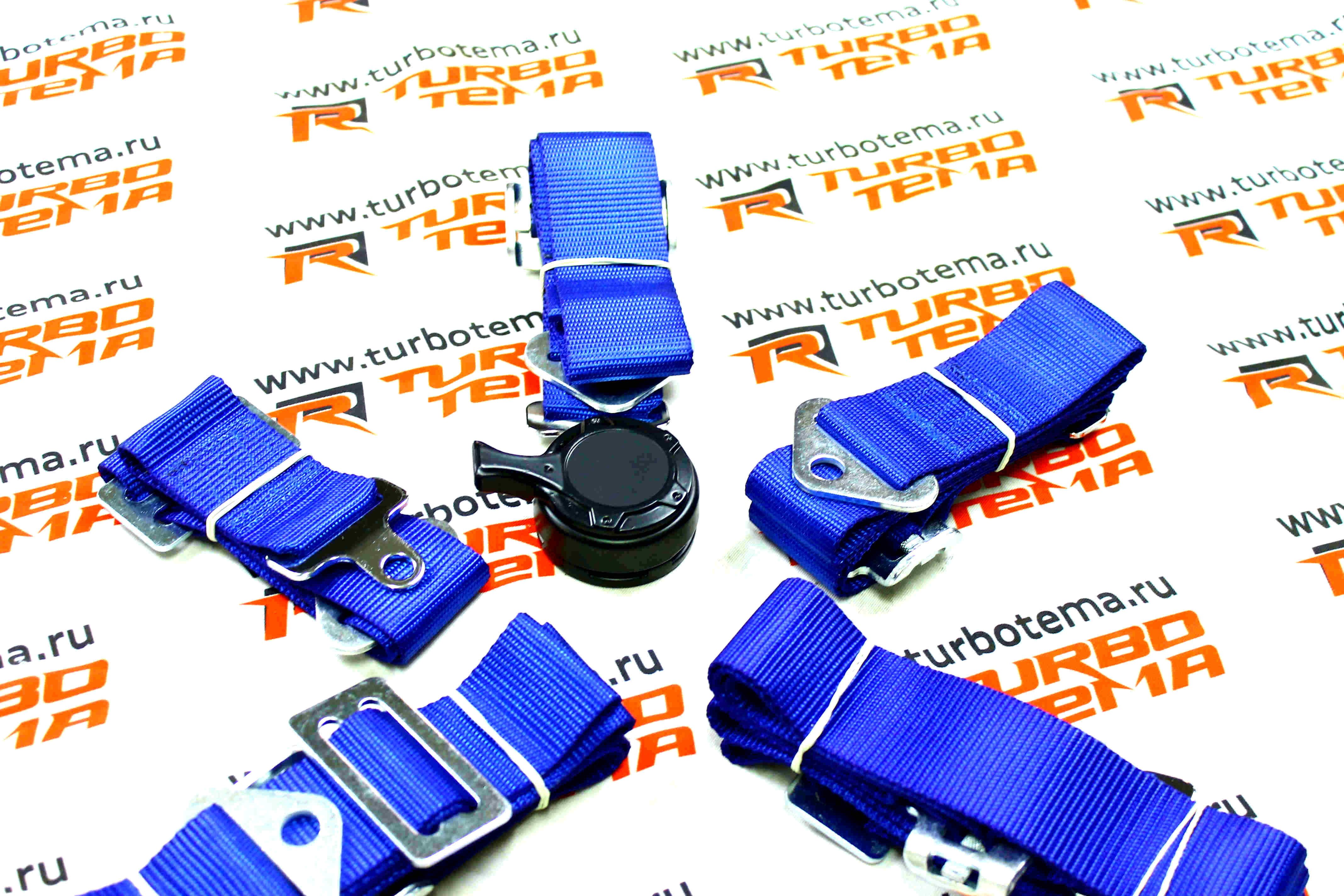 Ремни безопасности "TURBOTEMA" 5-ти точечные, 2" ширина, быстросъемные (синие) JBR4001-5. Фото �3