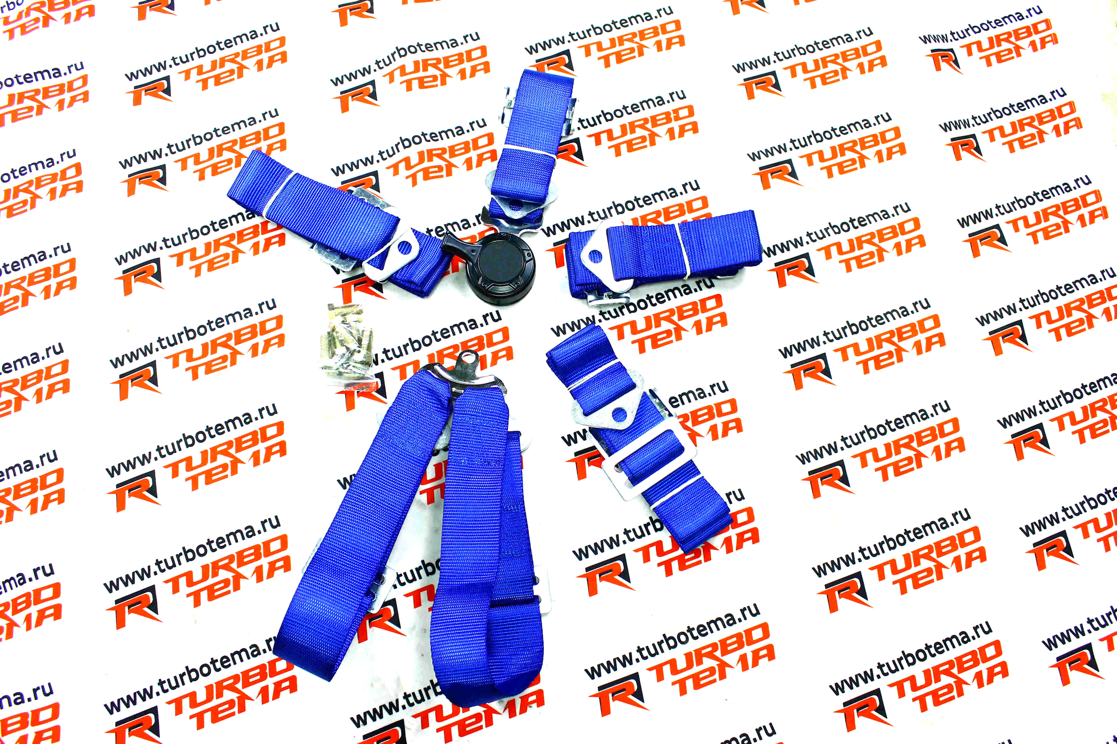 Ремни безопасности "TURBOTEMA" 6-х точечные, 2" ширина, быстросъемные (синие) JBR4001-6