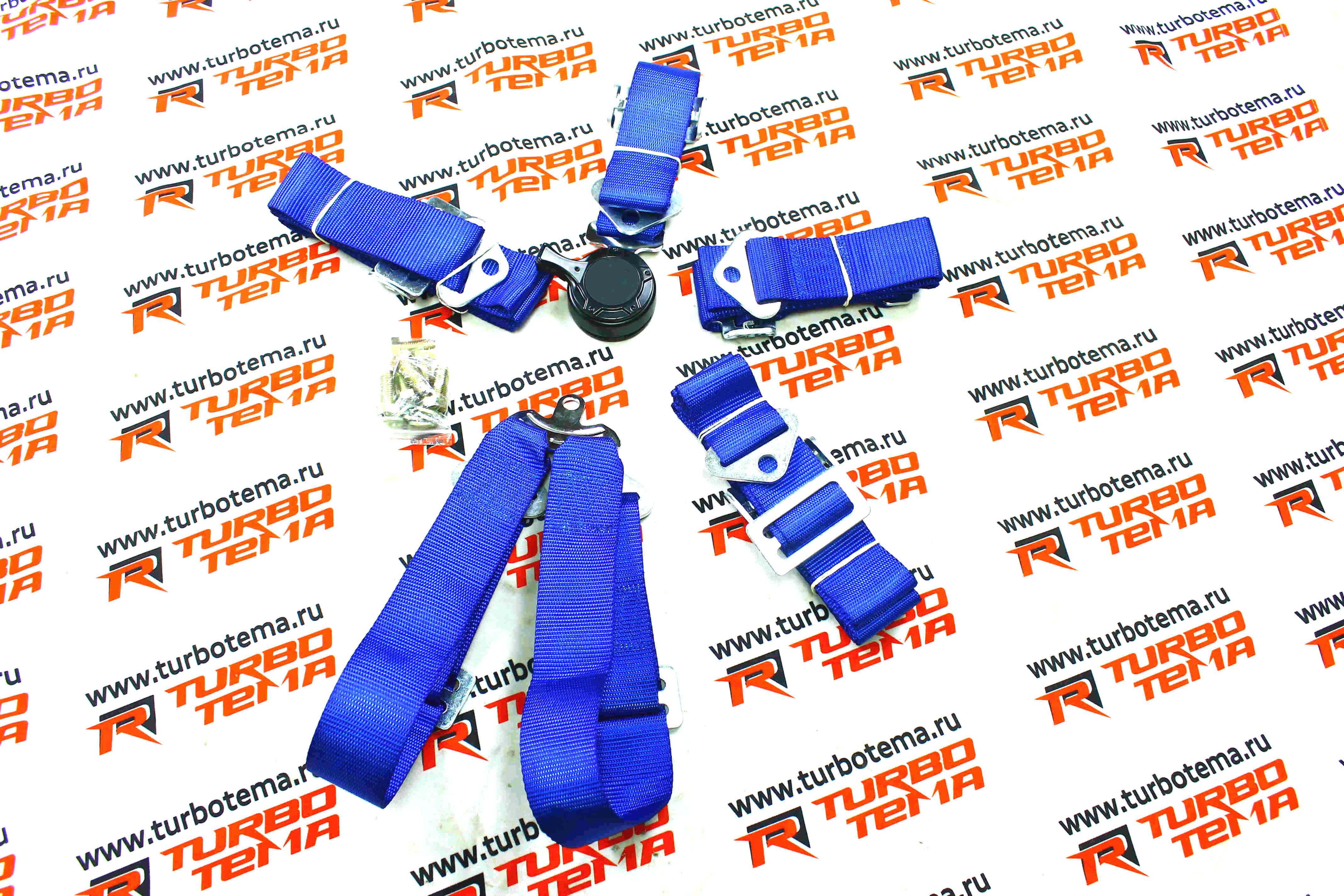 Ремни безопасности "TURBOTEMA" 6-х точечные, 2" ширина, быстросъемные (синие) JBR4001-6. Фото �2