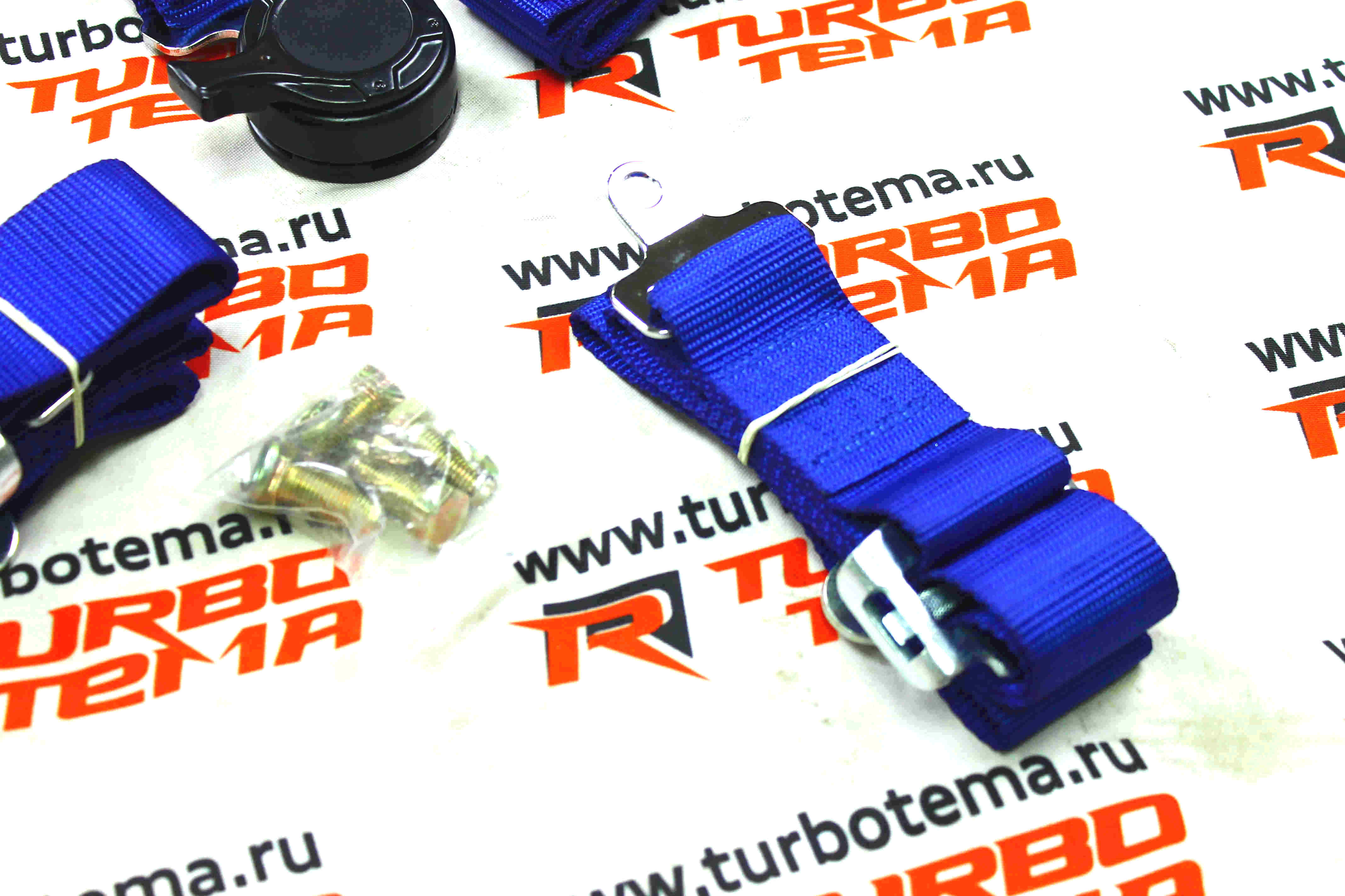 Ремни безопасности "TURBOTEMA" 4-х точечные, 2" ширина, быстросъемные (синие) JBR4001-4. Фото �4