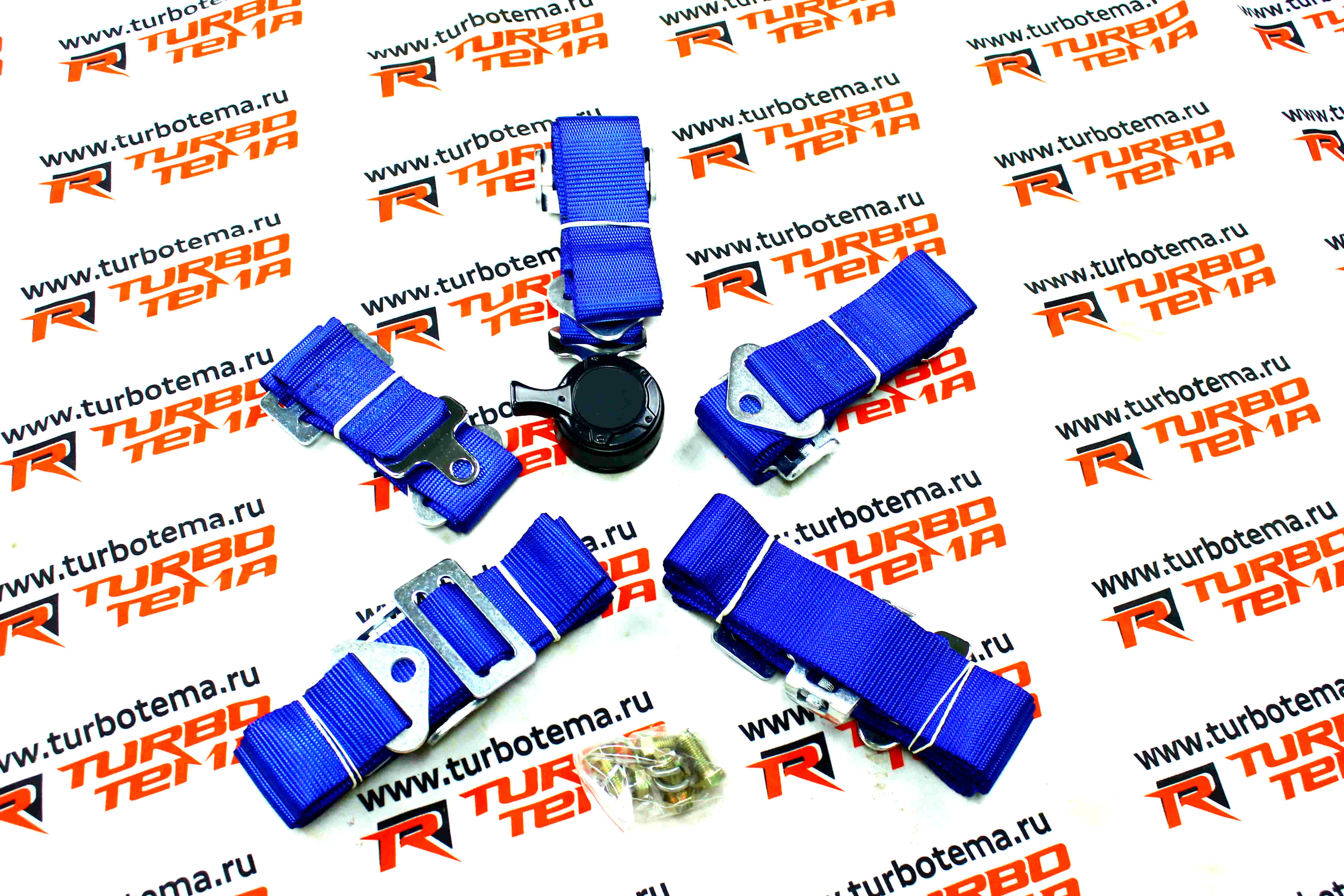 Ремни безопасности "TURBOTEMA" 5-ти точечные, 2" ширина, быстросъемные (синие) JBR4001-5. Фото �2