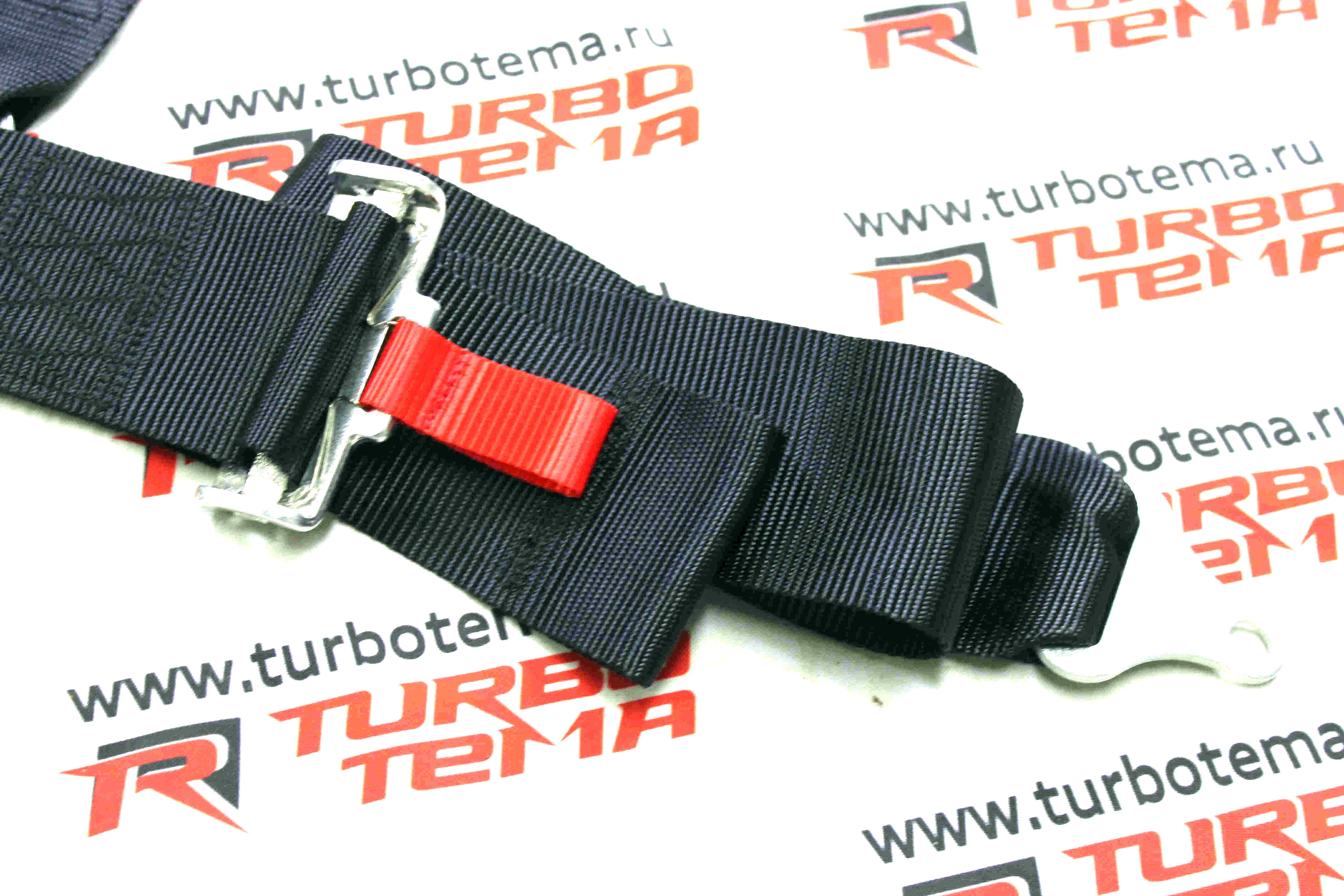 Ремни безопасности "TURBOTEMA" 5-х точечные, 3" ширина, быстросъемные, мягкие вставки (черные) 4008. Фото �7