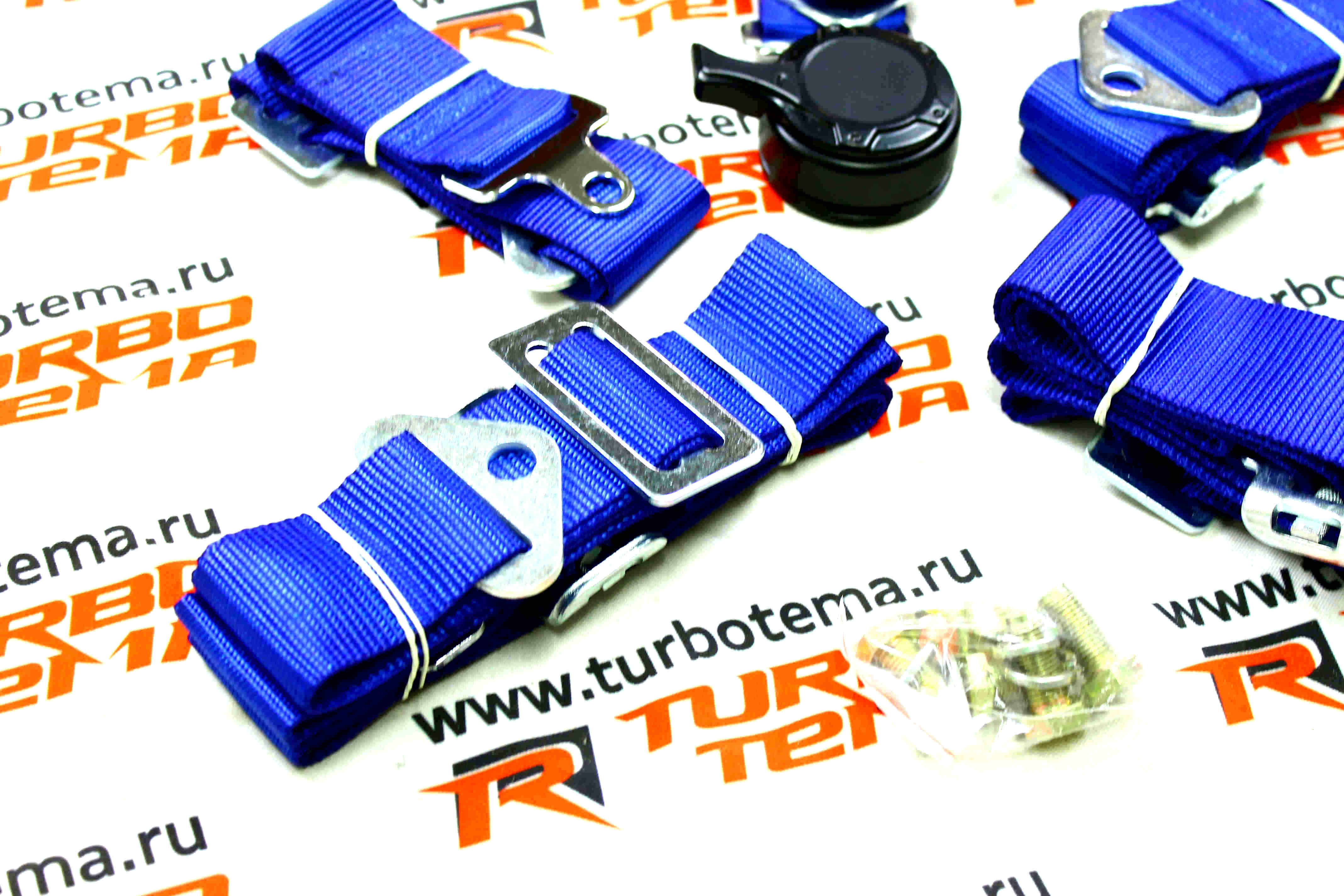 Ремни безопасности "TURBOTEMA" 5-ти точечные, 2" ширина, быстросъемные (синие) JBR4001-5. Фото �4