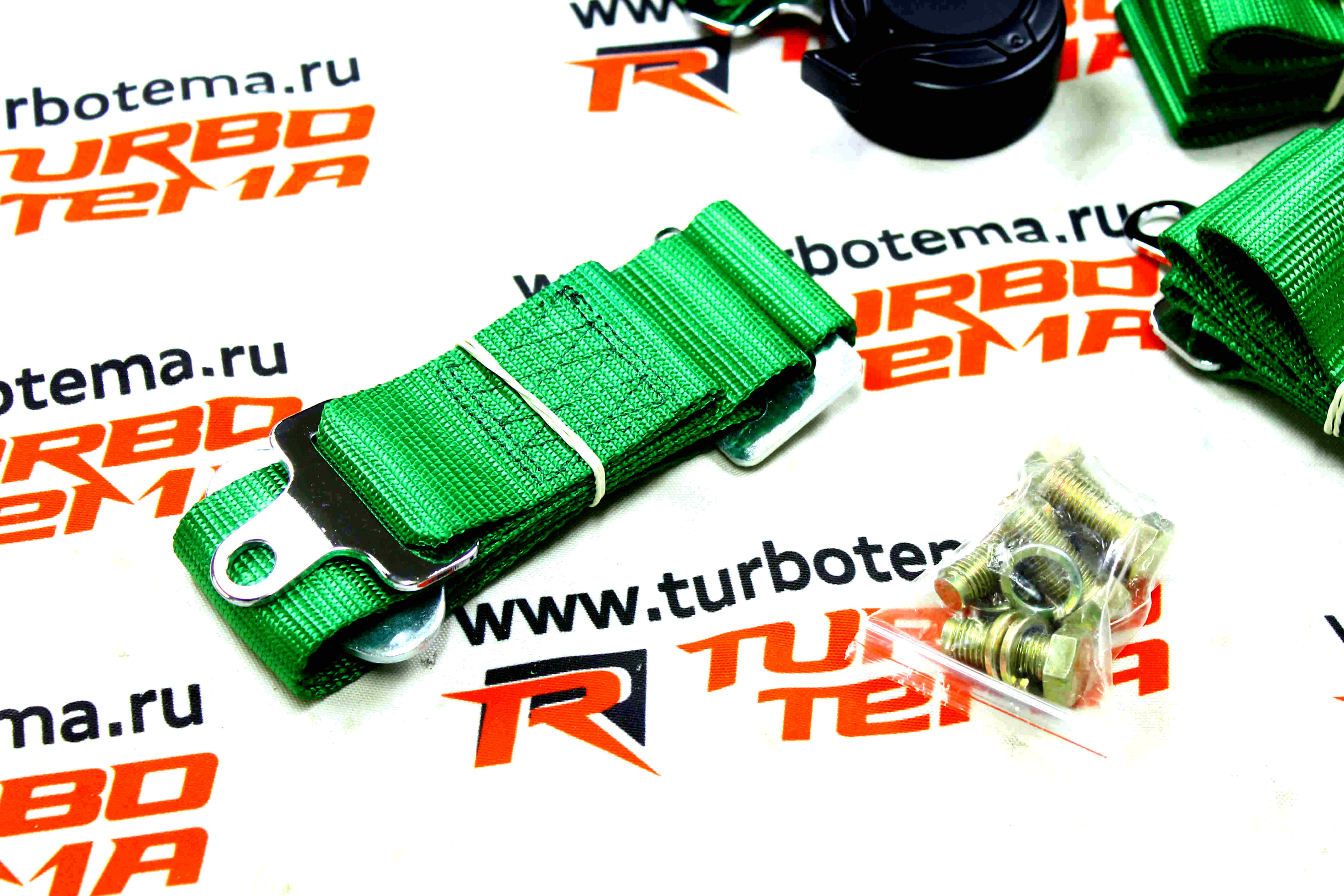 Ремни безопасности "TURBOTEMA" 5-ти точечные, 2" ширина, быстросъемные (зеленые) JBR4001-5. Фото �4