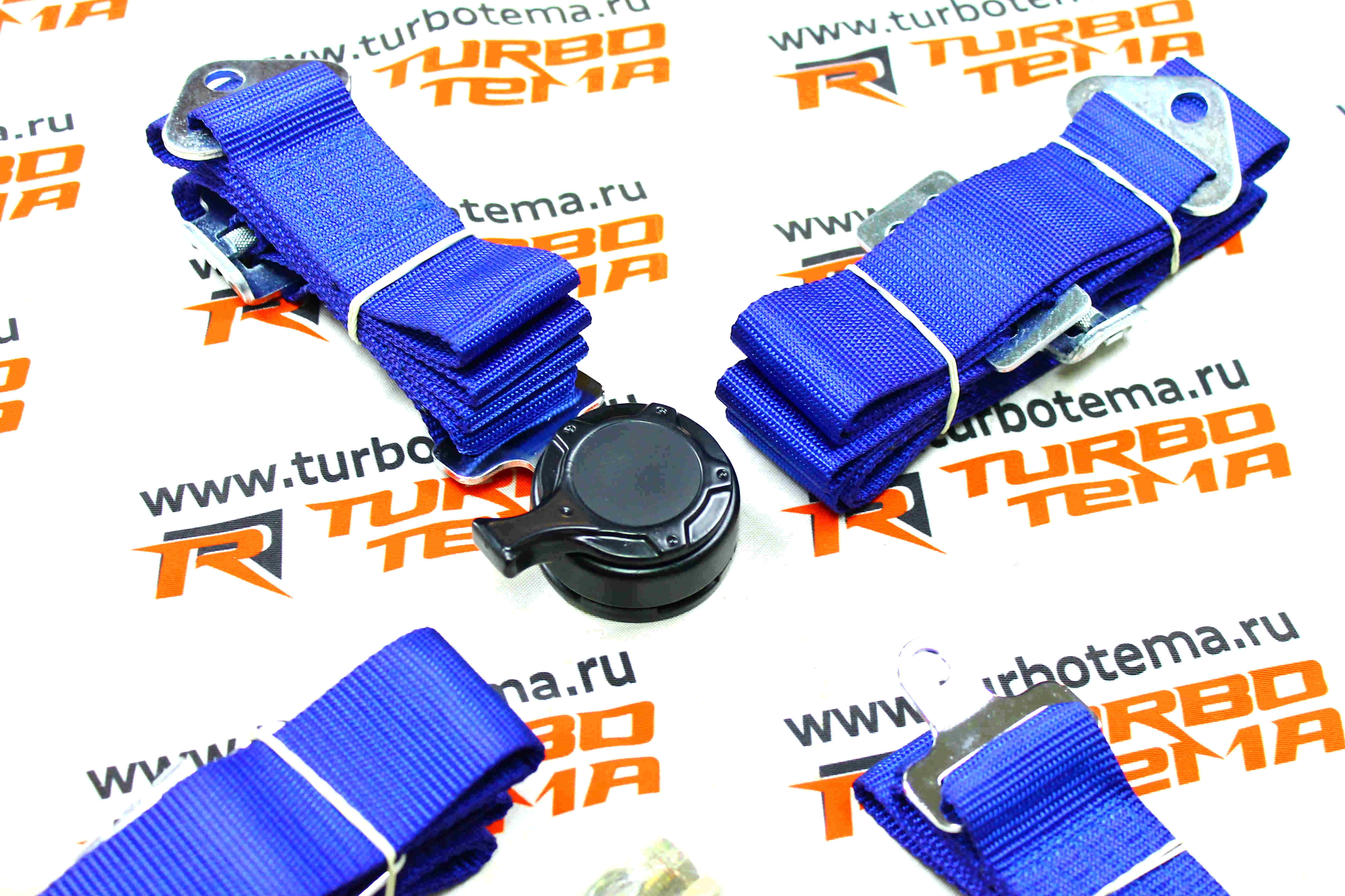 Ремни безопасности "TURBOTEMA" 4-х точечные, 2" ширина, быстросъемные (синие) JBR4001-4. Фото �3