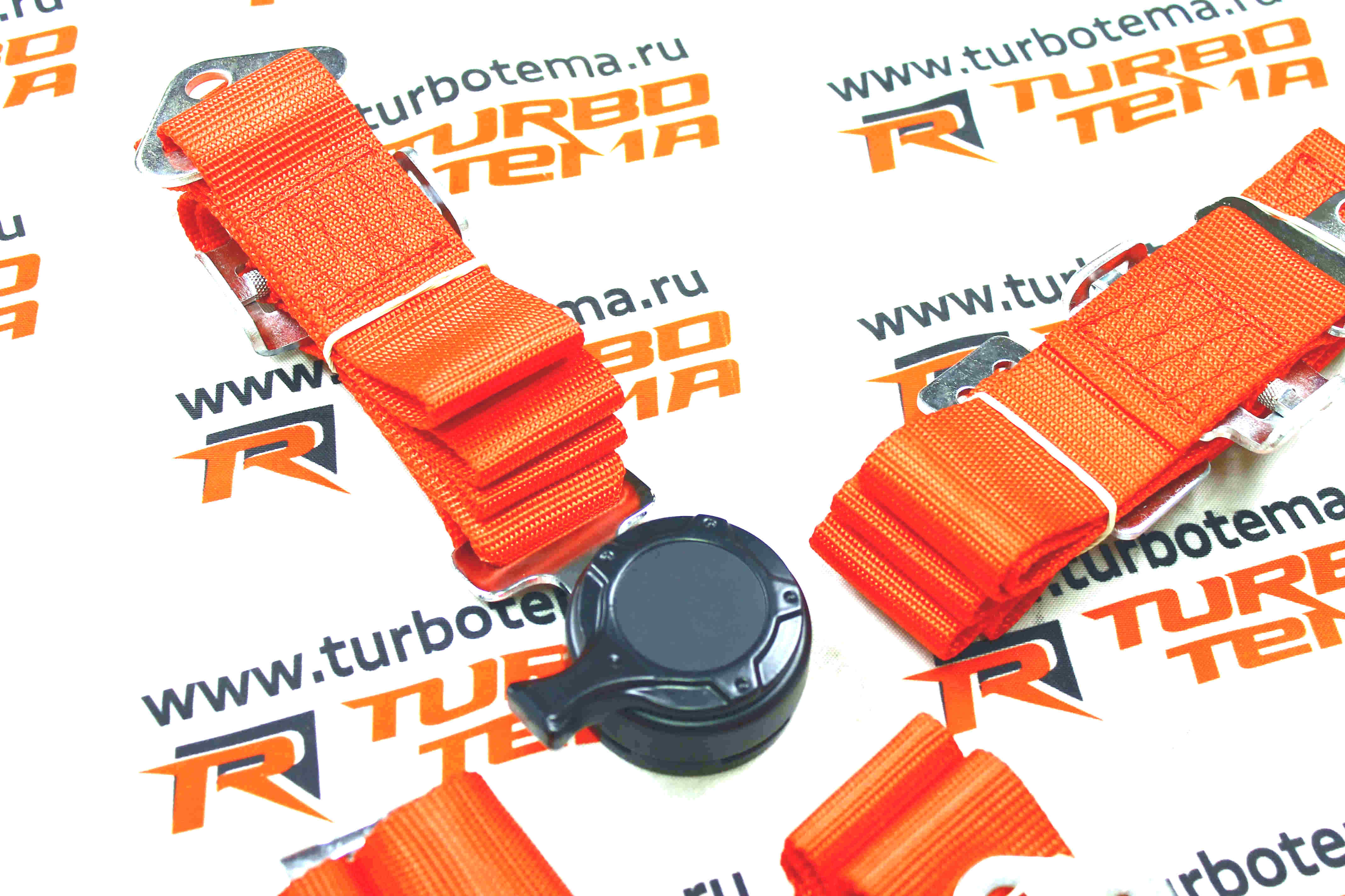 Ремни безопасности "TURBOTEMA" 4-х точечные, 2" ширина, быстросъемные (красные) JBR4001-4. Фото �4