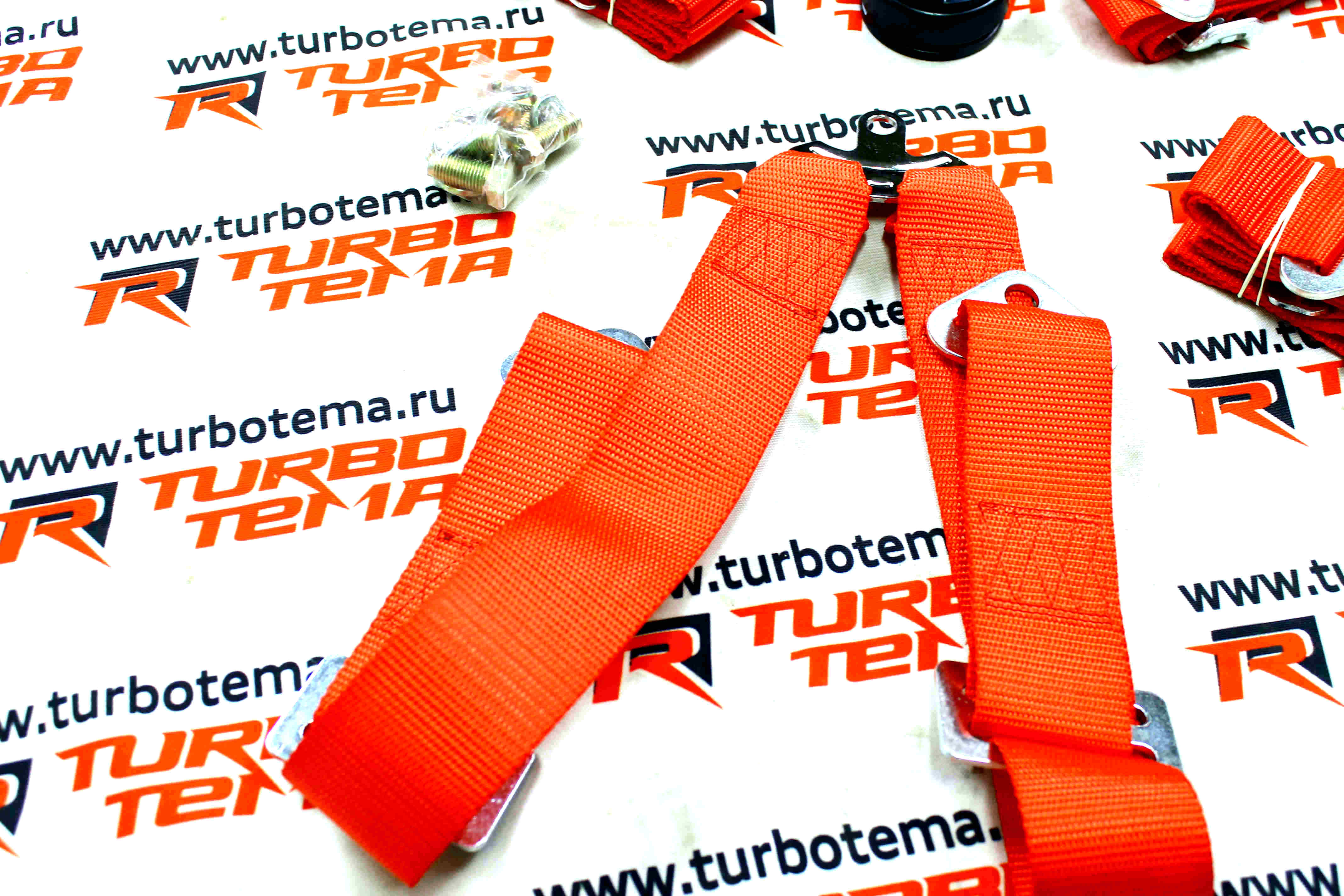 Ремни безопасности "TURBOTEMA" 6-х точечные, 2" ширина, быстросъемные (красные) JBR4001-6. Фото �6