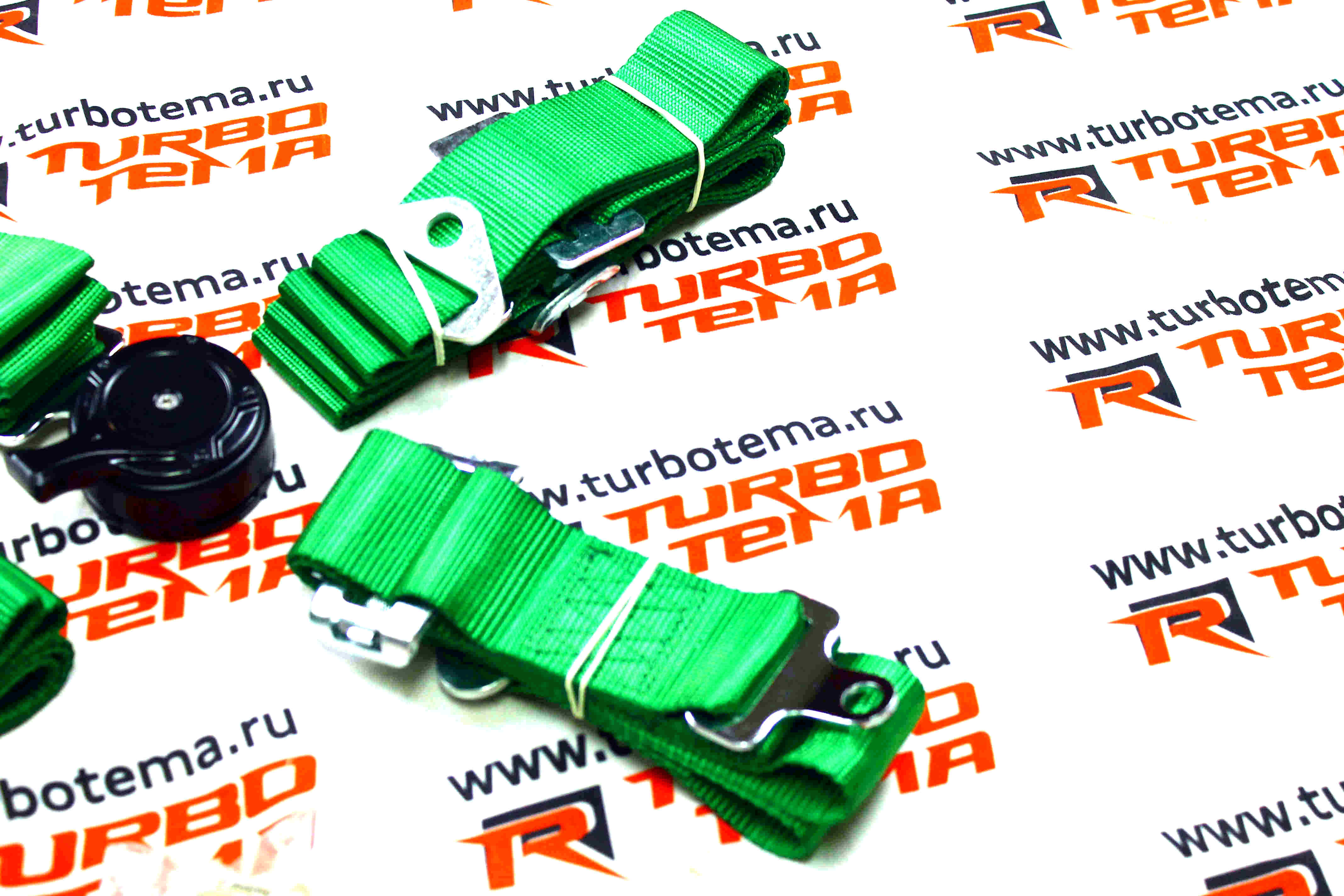 Ремни безопасности "TURBOTEMA" 4-х точечные, 2" ширина, быстросъемные (зеленые) JBR4001-4