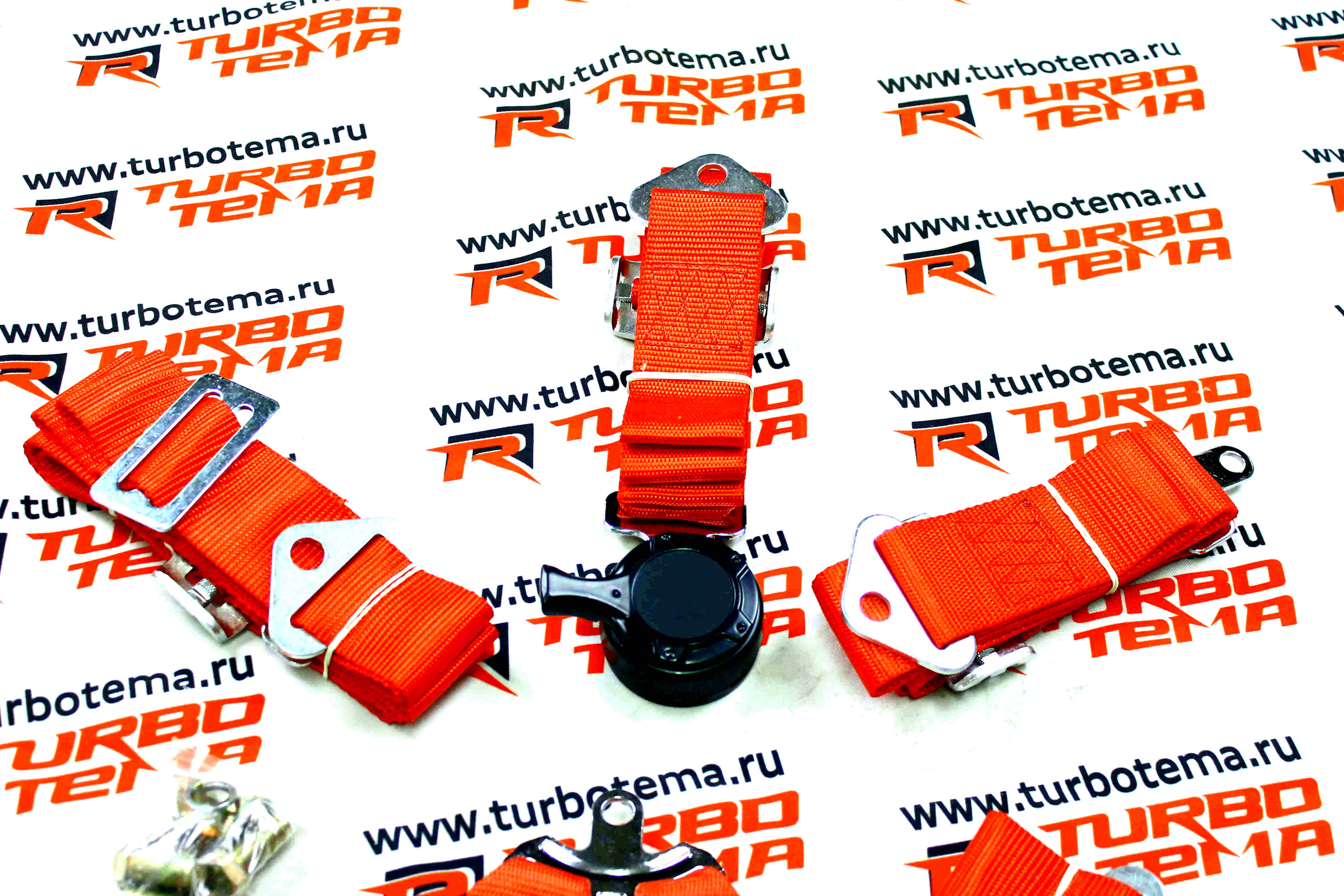 Ремни безопасности "TURBOTEMA" 6-х точечные, 2" ширина, быстросъемные (красные) JBR4001-6. Фото �3